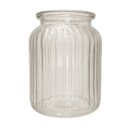 Clear Ribbed Glass Jar – Minimalist Fluted Apothecary Bud Vase - BV09