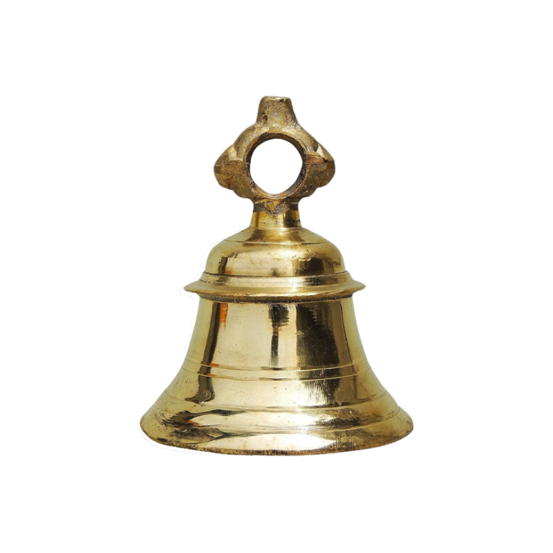 Traditional Brass Puja Bell with Chain - Handcrafted Temple Bell for Home Mandir & Meditation - T09
