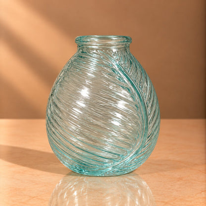 Leaf Texture Glass Vase – Mint Green Embossed Botanical Bud Vase - BV05