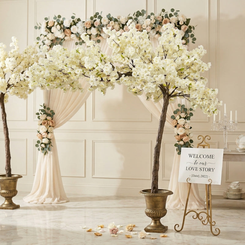 Artificial Cherry Blossom Arch Tree – Weeping Sakura Canopy in Pink, Blush, & Cream - T09