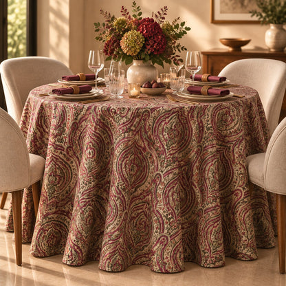 Burgundy Heritage Paisley Tablecloth | Classic Dry Hire for Linens - L07