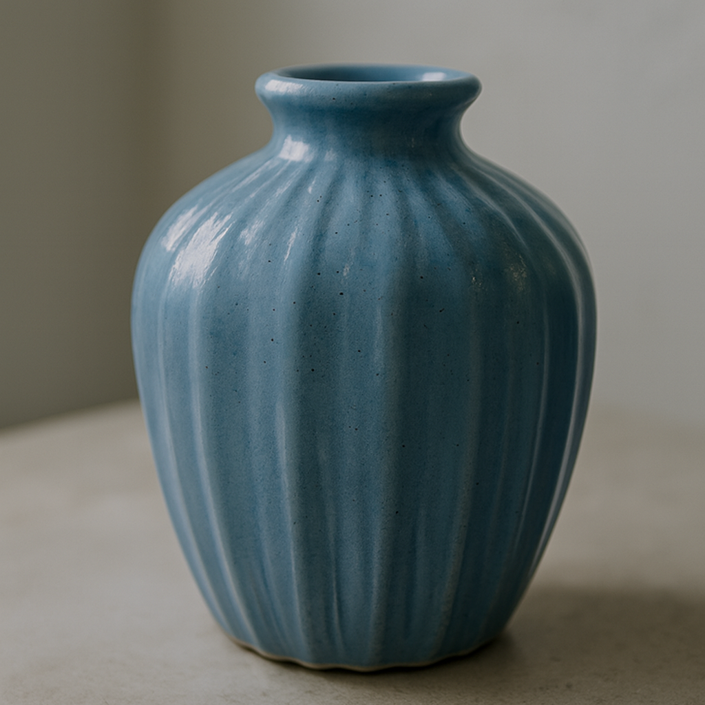 Ribbed Ceramic Bud Vase – Cornflower Blue Textured Flower Vase - BV01