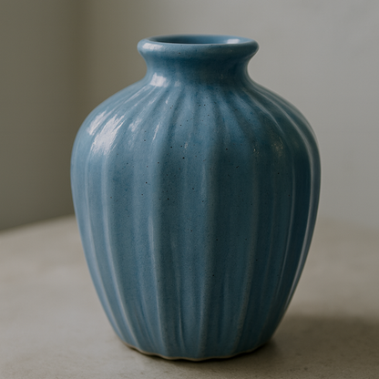 Ribbed Ceramic Bud Vase – Cornflower Blue Textured Flower Vase - BV01
