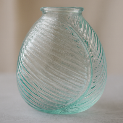 Leaf Texture Glass Vase – Mint Green Embossed Botanical Bud Vase - BV05