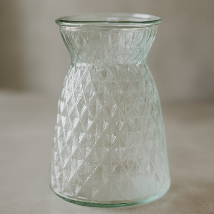 Aquamarine Diamond Glass Vase – Teal Textured Geometric Bud Vase - BV06