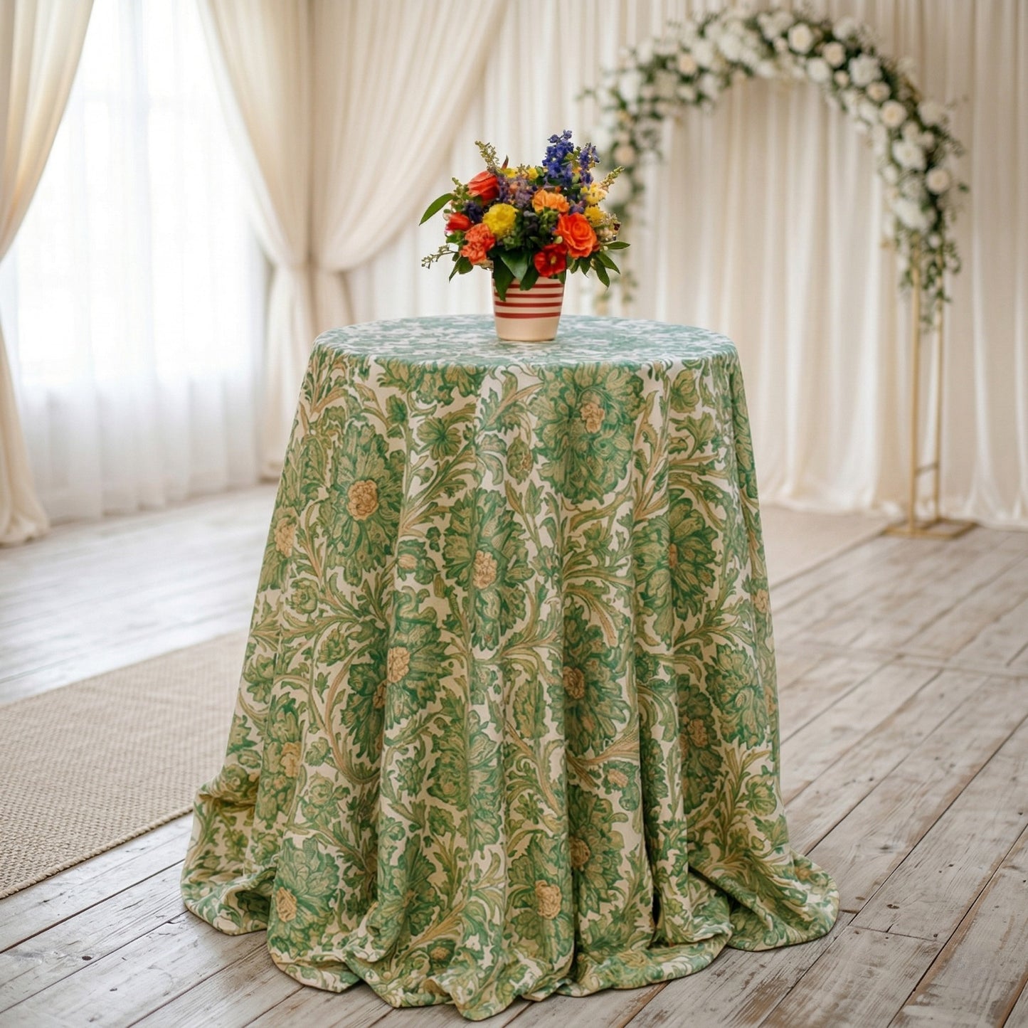 Botanical Sage Floral Tablecloth | Premium Dry Hire for Linens - L01