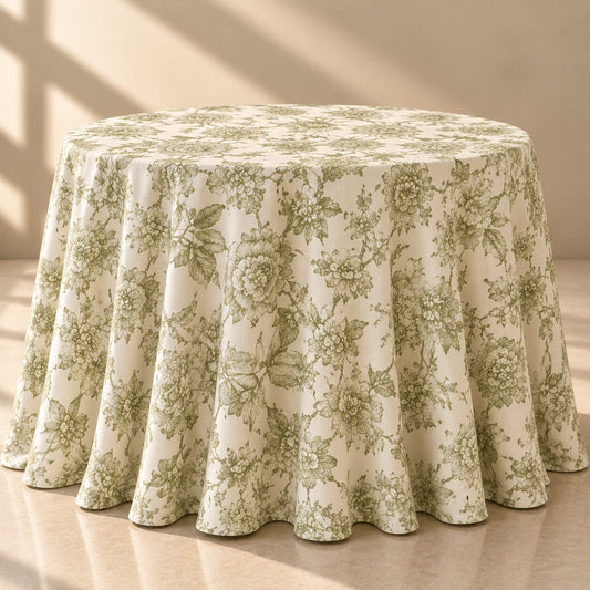 Olive Blossom Sketch Tablecloth | Modern Dry Hire for Linens - L05