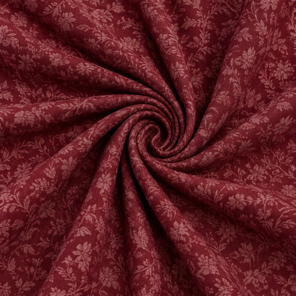 Burgundy Floral Pattern Printed Tablecloth – Luxury Draped Dining Linen - L11