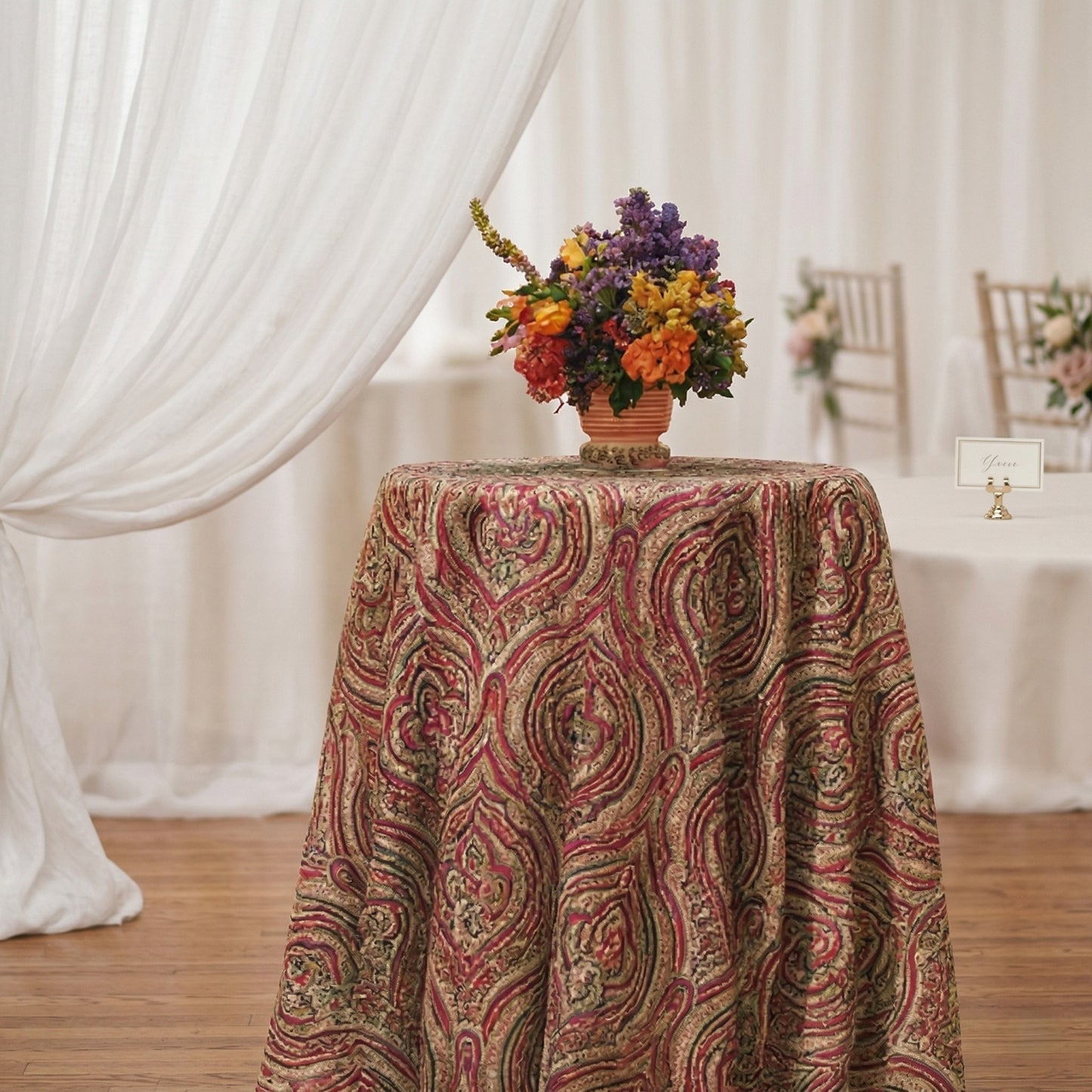 Burgundy Heritage Paisley Tablecloth | Classic Dry Hire for Linens - L07
