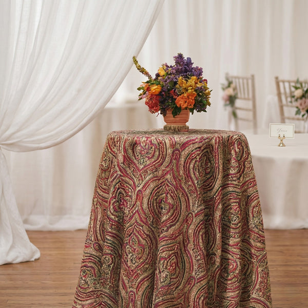 Burgundy Heritage Paisley Tablecloth | Classic Dry Hire for Linens - L07