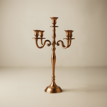 Copper 5-Light Candelabra - Elegant Brushed Rose Gold Taper Candle Holder - CT03