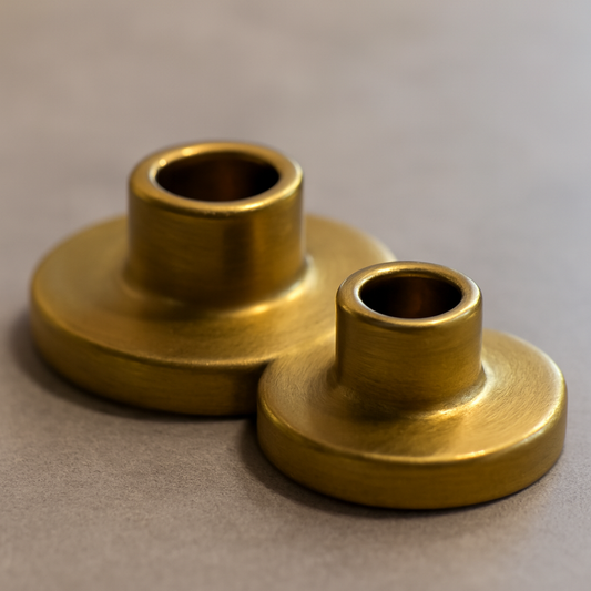 Low-Profile Gold Pillar Candle Bases – Pair of Modern Circular Taper Holders - CT09