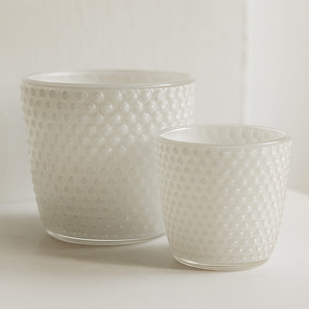 Clear Hobnail Glass Tealight Holders – Set of 2 Beaded Vintage Votive Cups - CT11