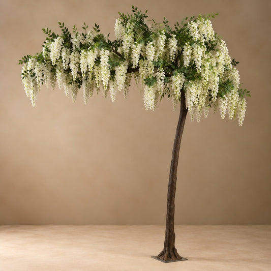Artificial White Wisteria Canopy Tree – Slanted Trunk Arch for Wedding Entrances - T04