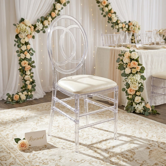 Clear Phoenix Chair – Luxury Acrylic Dining Chair with Padded Seat for Weddings & Events - C02