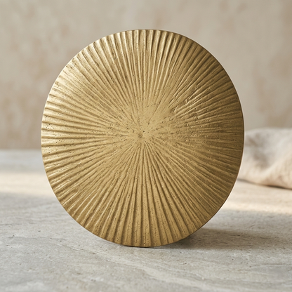 Sunburst Brass Platter – Large Radiating Ribbed Decorative Tray & Wall Art - U07