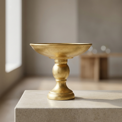 Gold Compote Vase – Elegant Pedestal Centerpiece with Tapered Baluster Base - U11