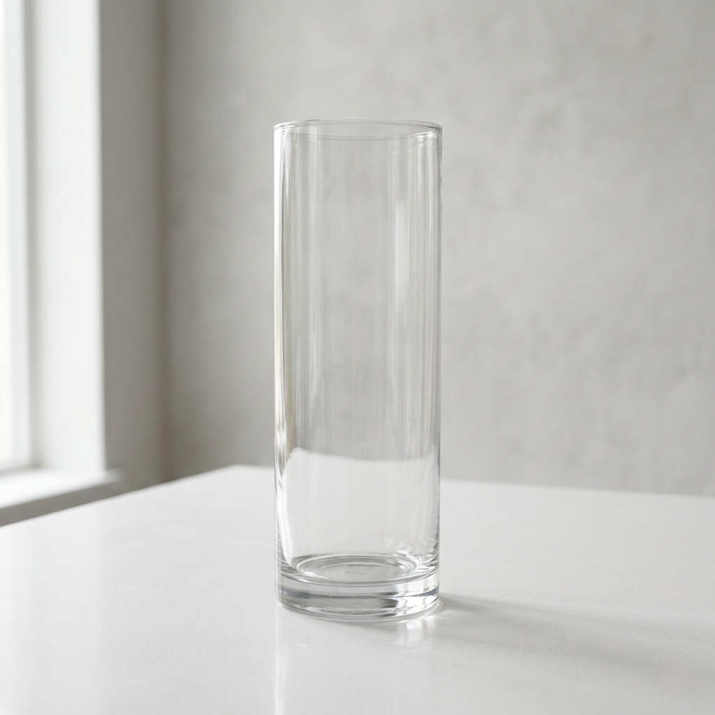 Clear Glass Cylinder Vase – Modern Minimalist Column Vessel for Tall Floral Displays - U19