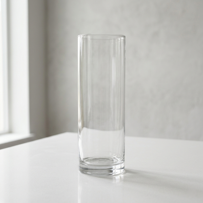 Clear Glass Cylinder Vase – Modern Minimalist Column Vessel for Tall Floral Displays - U19