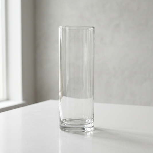 Clear Glass Cylinder Vase – Modern Minimalist Column Vessel for Tall Floral Displays - U19