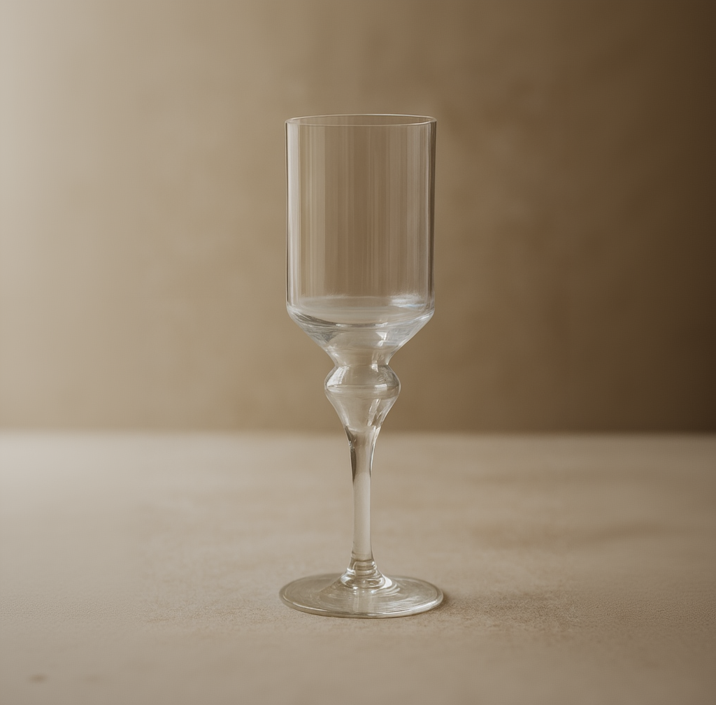 Glass Chalice Vase – Architectural Pedestal Vessel with Sculptural Tapered Stem - U24