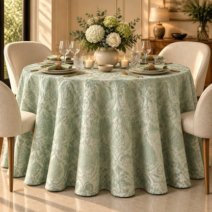 Pistachio Damask Embossed Tablecloth | Elegant Dry Hire for Linens - L04