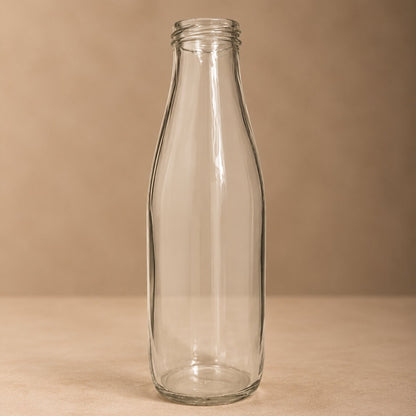 Vintage Glass Milk Bottle Vase – Classic Clear Glass Carafe for Rustic Floral Displays - U18