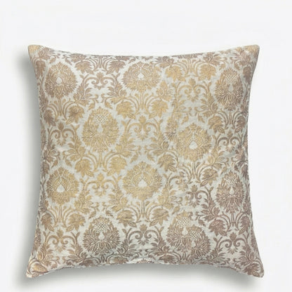 Gold Brocade Cushion Covers – Luxury Champagne Floral Damask Pillows - CU15