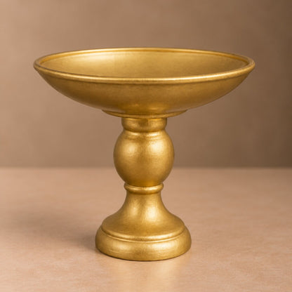 Gold Compote Vase – Elegant Pedestal Centerpiece with Tapered Baluster Base - U11