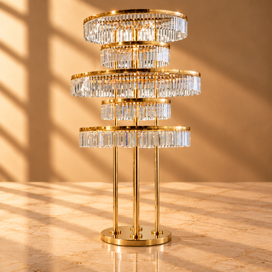 3-Tier Gold Crystal Cake Stand – Luxury Mirror Top Wedding Dessert Display