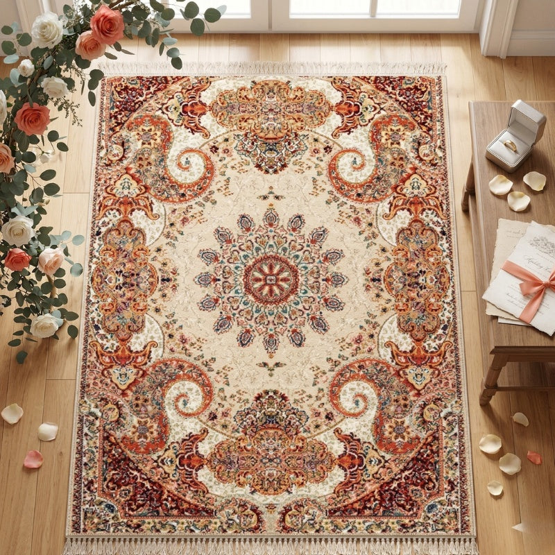 Grand Persian Medallion Rug – Premium Oriental Area Carpet in Crimson, Teal, or Ivory - CU04