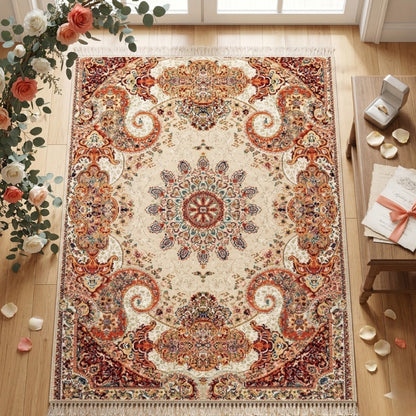 Grand Persian Medallion Rug – Premium Oriental Area Carpet in Crimson, Teal, or Ivory - CU04