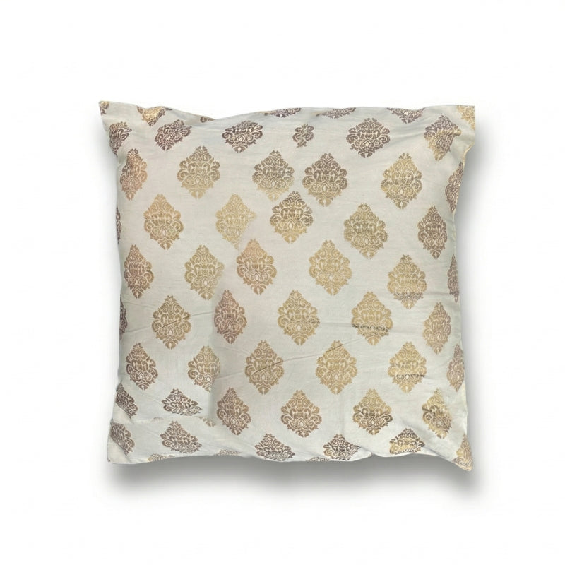 Ivory and Gold Damask Cushion Covers – Luxury Brocade Ornamental Pillows - CU14