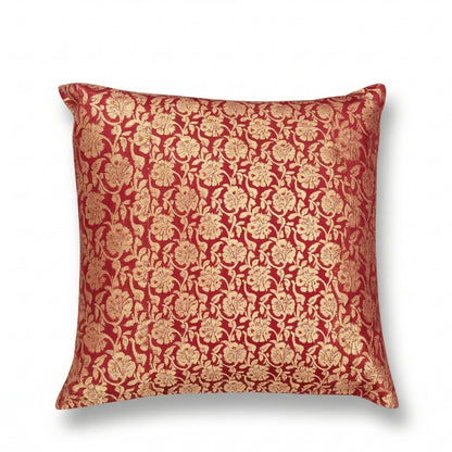 Luxury Red Brocade Cushion Covers – Gold Floral Damask Pillows - CU12