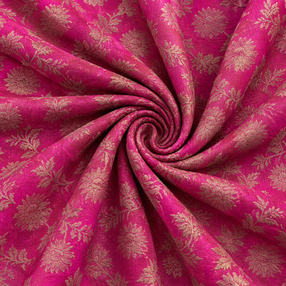 Magenta Pink Floral Jacquard Round Tablecloth – Luxury Patterned Dining Linen - L14