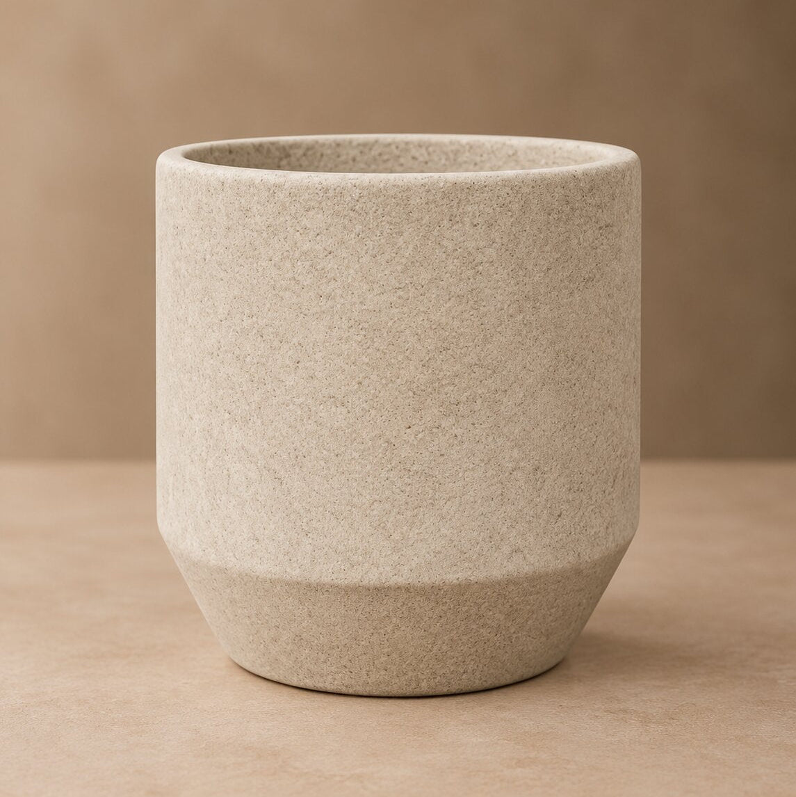 Small Stone Planter – Minimalist Textured Cylinder Pot with Natural Sandstone Finish - U28