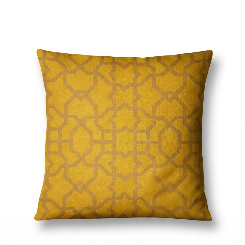 Mustard Geometric Cushion Covers – Ochre Yellow Moroccan Trellis Pillows - CU02