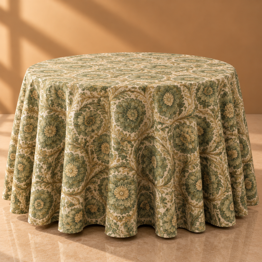 Botanical Sage Floral Tablecloth | Premium Dry Hire for Linens - L01