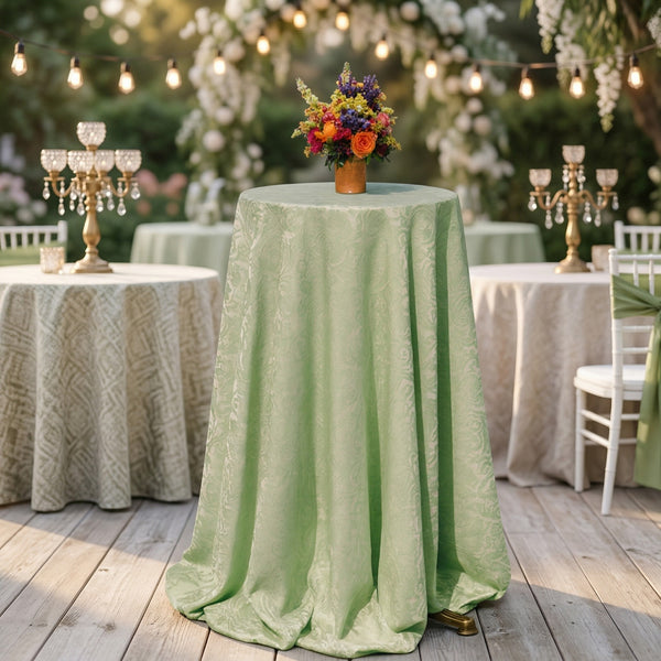 Pistachio Damask Embossed Tablecloth | Elegant Dry Hire for Linens - L04