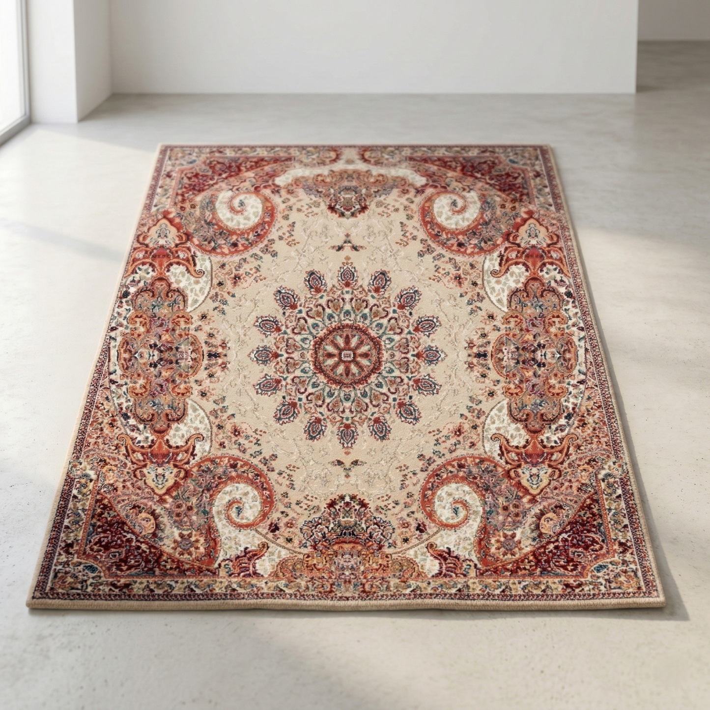 Grand Persian Medallion Rug – Premium Oriental Area Carpet in Crimson, Teal, or Ivory - CU04