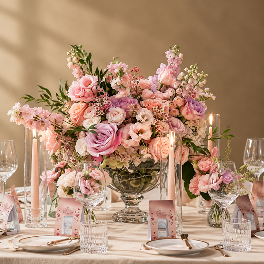 Lavender & Blush Low Footed Floral Centerpiece