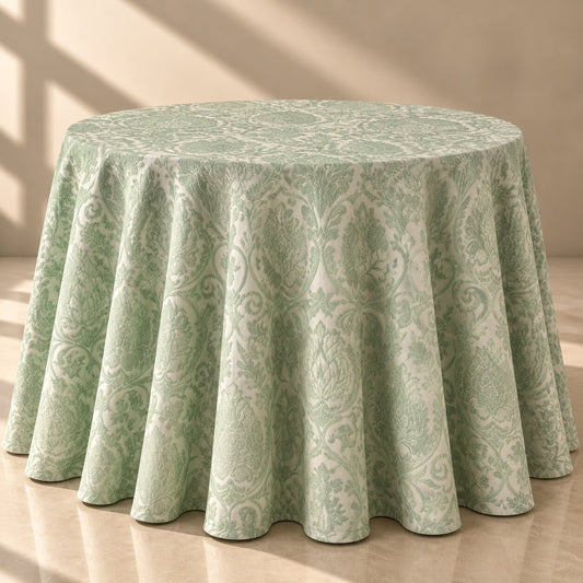 Pistachio Damask Embossed Tablecloth | Elegant Dry Hire for Linens - L04