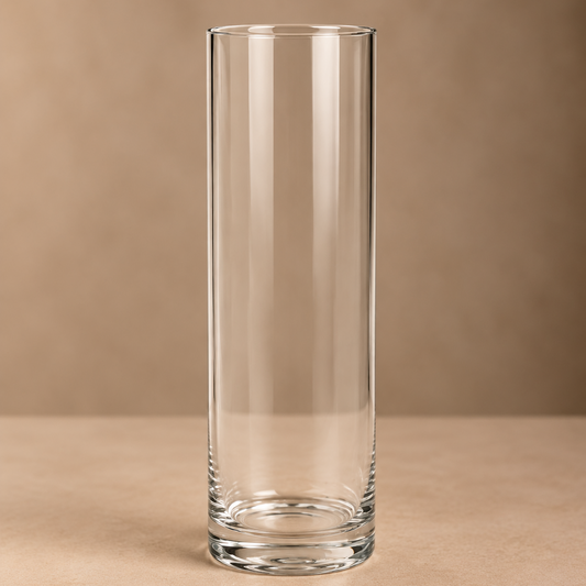 Clear Glass Cylinder Vase – Modern Minimalist Column Vessel for Tall Floral Displays - U19