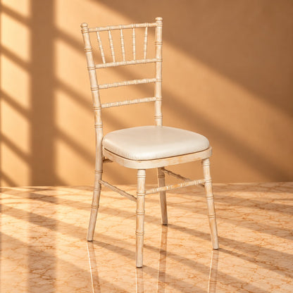 Limewash Chiavari Chair – Rustic Beechwood Wedding Chair with Padded Seat - C06