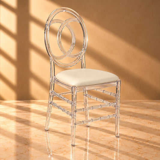 Clear Phoenix Chair – Luxury Acrylic Dining Chair with Padded Seat for Weddings & Events - C02