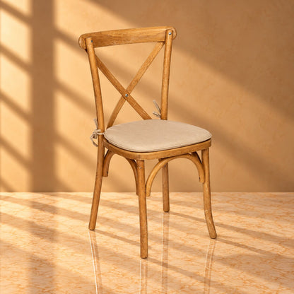 Oak Cross Back Dining Chair – Rustic Farmhouse X-Back Chair with Natural Rattan Seat - C07