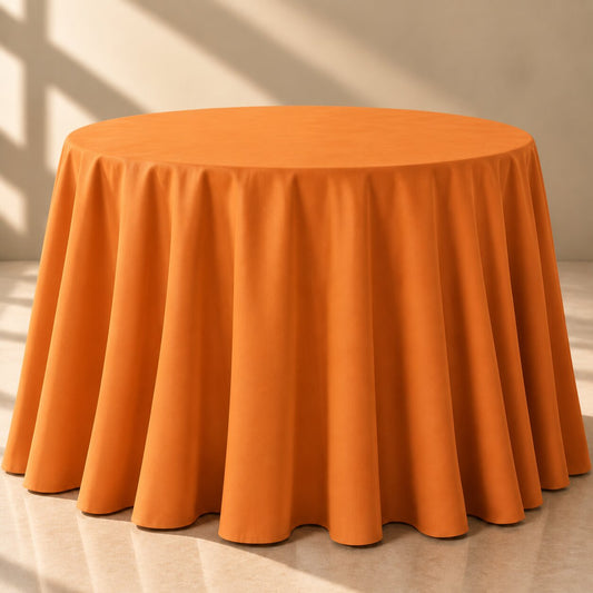 Burnt Orange Plain Tablecloth – Luxury Draped Dining Linen - L10