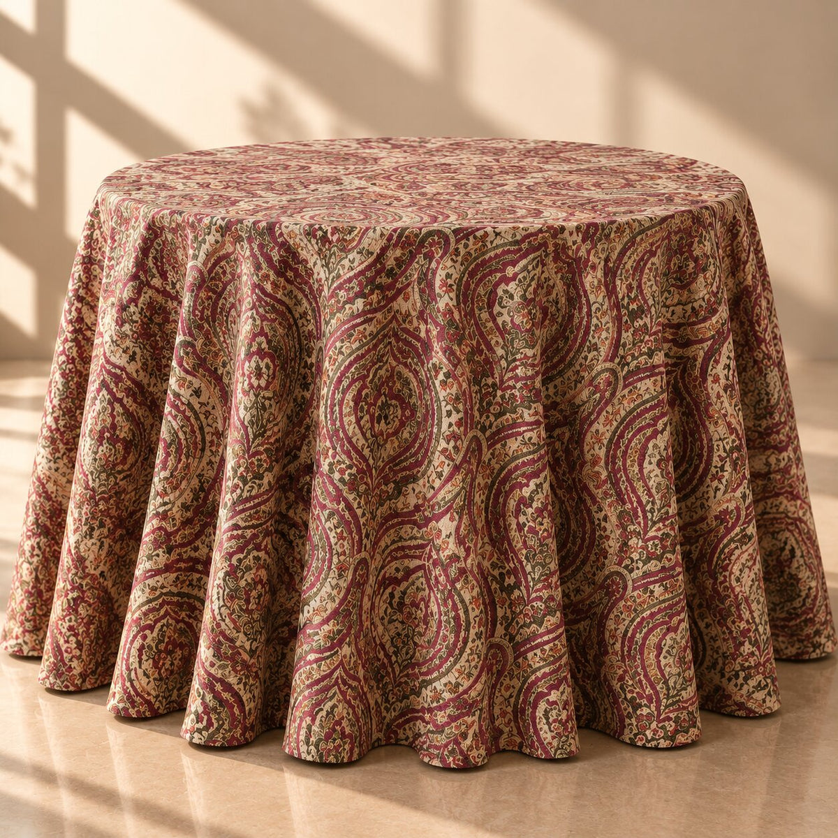 Burgundy Heritage Paisley Tablecloth | Classic Dry Hire for Linens - L07