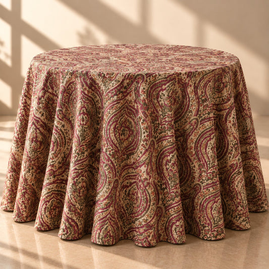 Burgundy Heritage Paisley Tablecloth | Classic Dry Hire for Linens - L07