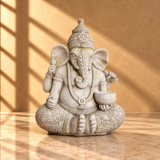 Lord Ganesha Garden Statue - Weather-Resistant Stone Effect Spiritual Sculpture for Zen Gardens - T19